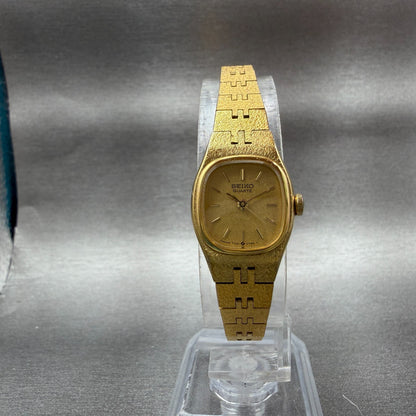 Seiko Watch Women 17mm Champagne Dial Gold Tone Rectangle 7321-5399 New Battery5