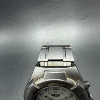 Casio Edifce Watch Men Cream Dial Silver Tone Date Round MMW-100 New Battery4