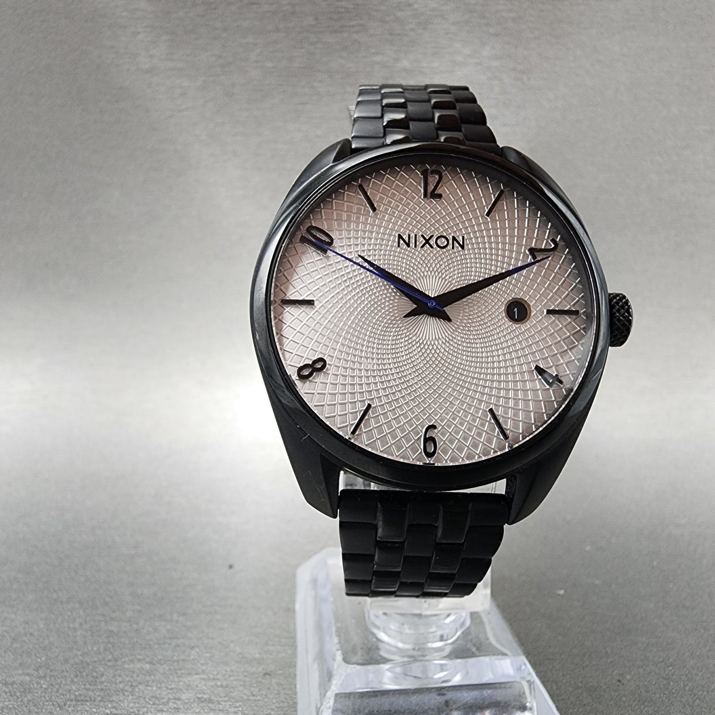 Nixon The Bullet Watch Women 38mm White Dial Black Tone Date Round New Battery5