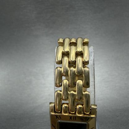 Citizen Elegance Tank Watch Women 16mm Black Dial Gold Tone Rectangle New Batt4