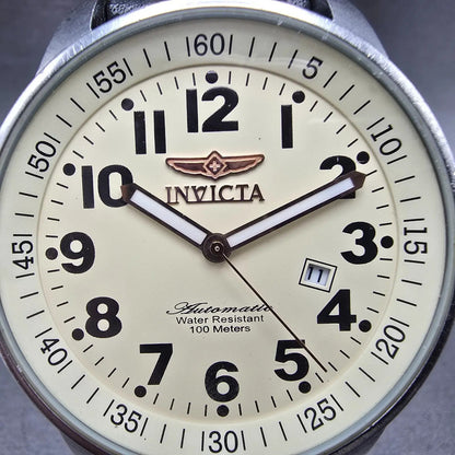 Invicta Force Automatic Watch Men 46mm Cream Dial Steel Date Round 3391 Runs1
