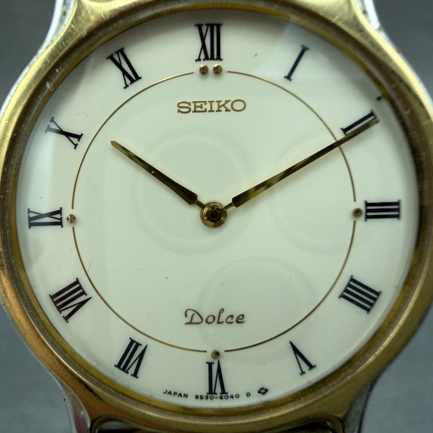 Seiko Dolce Watch Men 31mm White Dial Two Tone Round 9530-6040 New Battery1