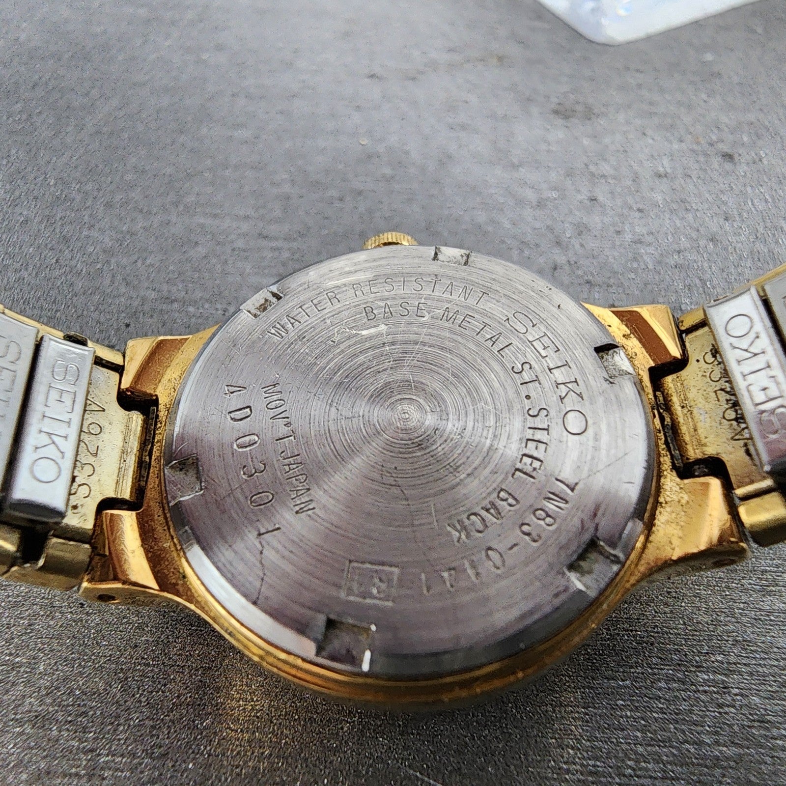 Seiko Watch Women 24mm Gold Dial Gold Tone Daydate Round 7N830141 New Battery9