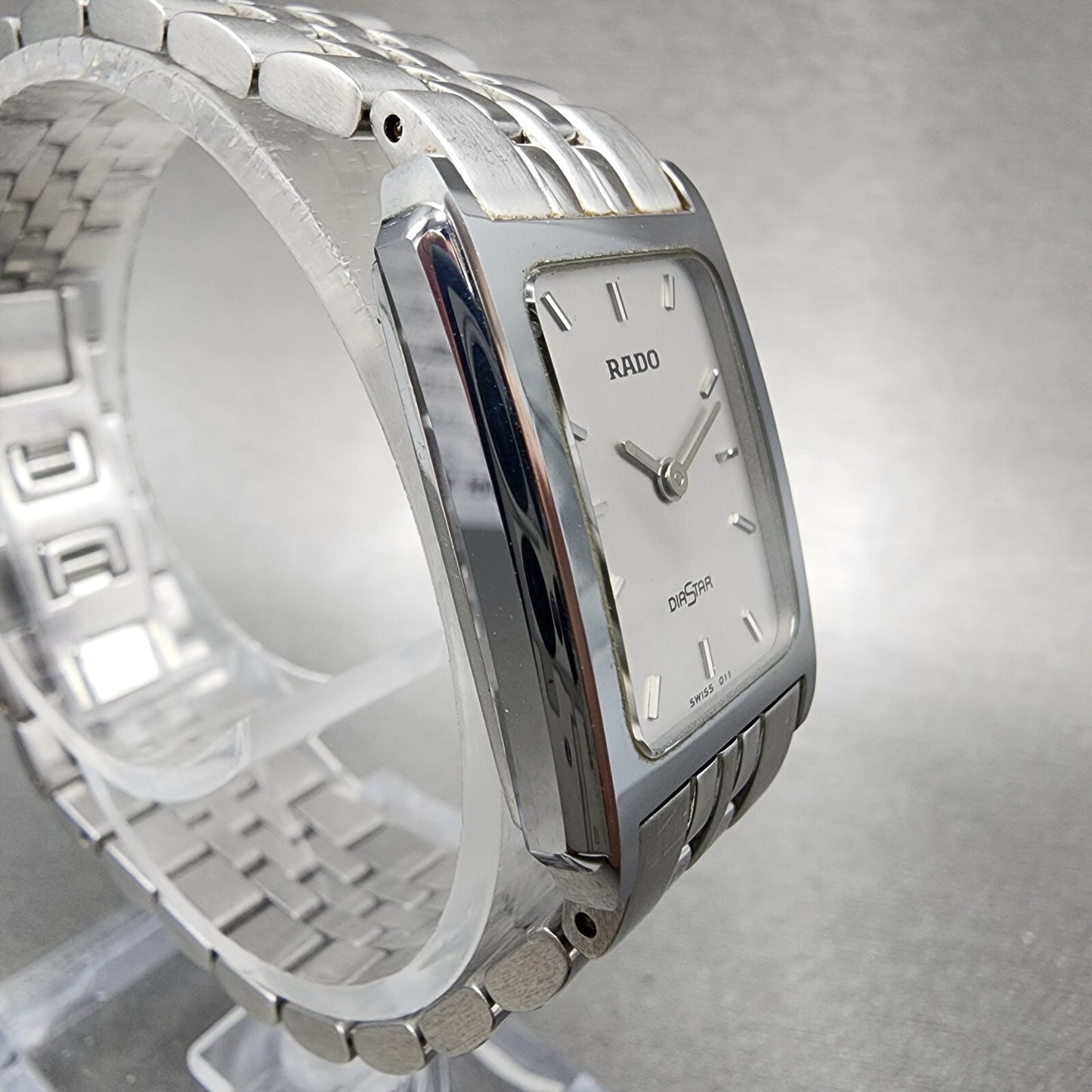 Rado Diastar Tank Watch Women 20mm Gray Dial Gray Tone Rectangle New Battery3
