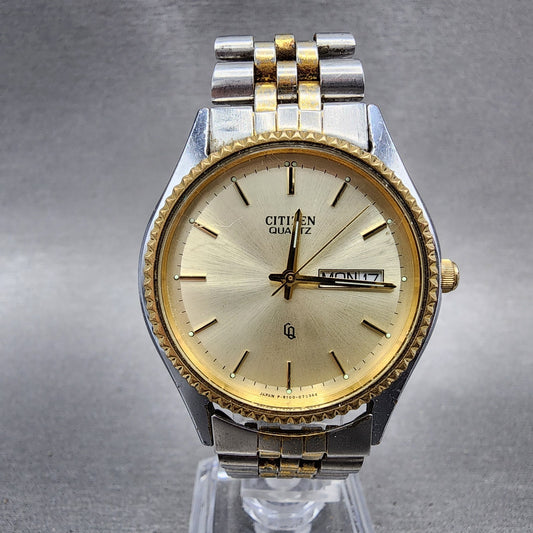 Citizen CQ President Watch Men 35mm Champagne Dial Two Tone Daydate PARTS0