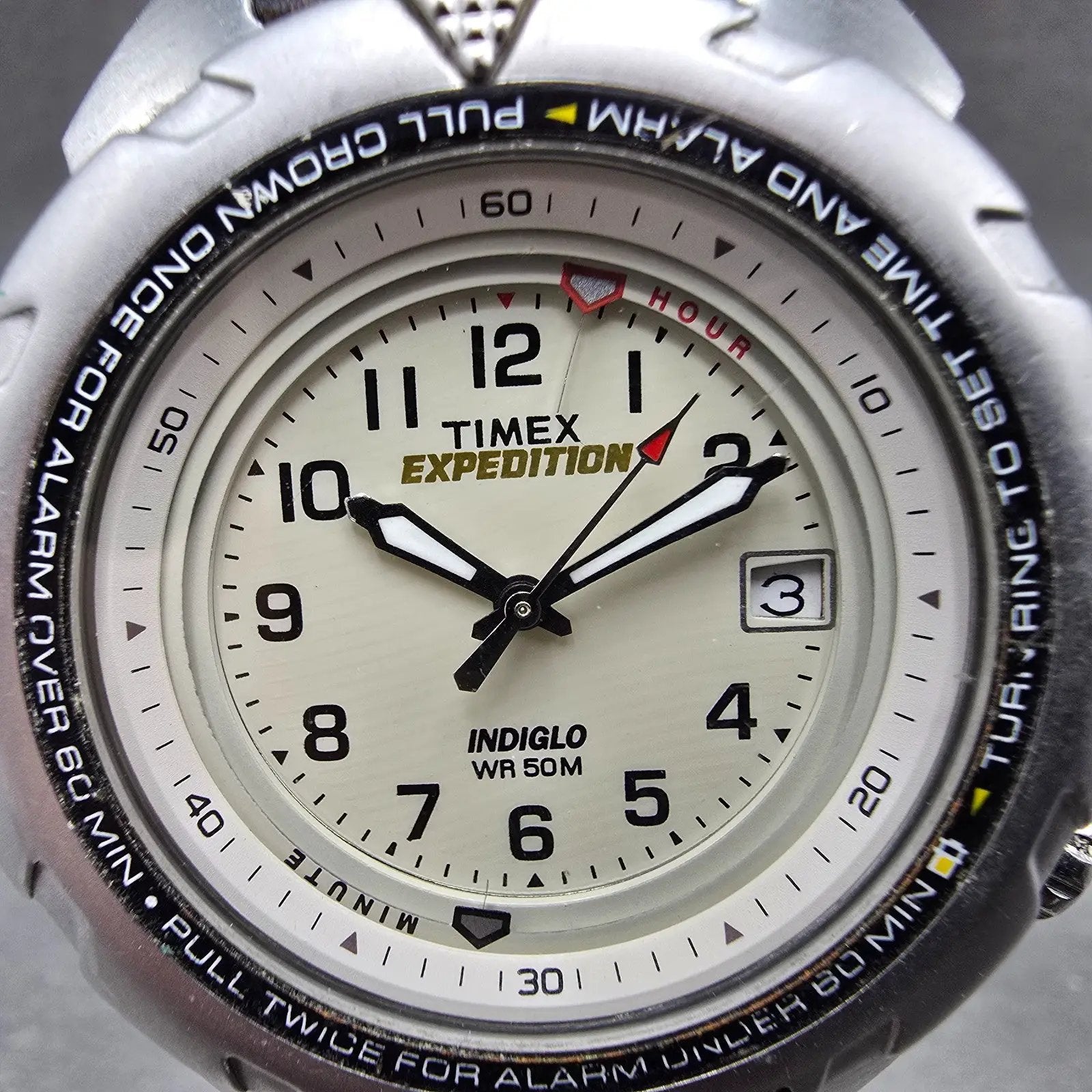 Timex Expedition Shenmue Watch Men 40mm White Dial Silver Tone Alarm New Battery1