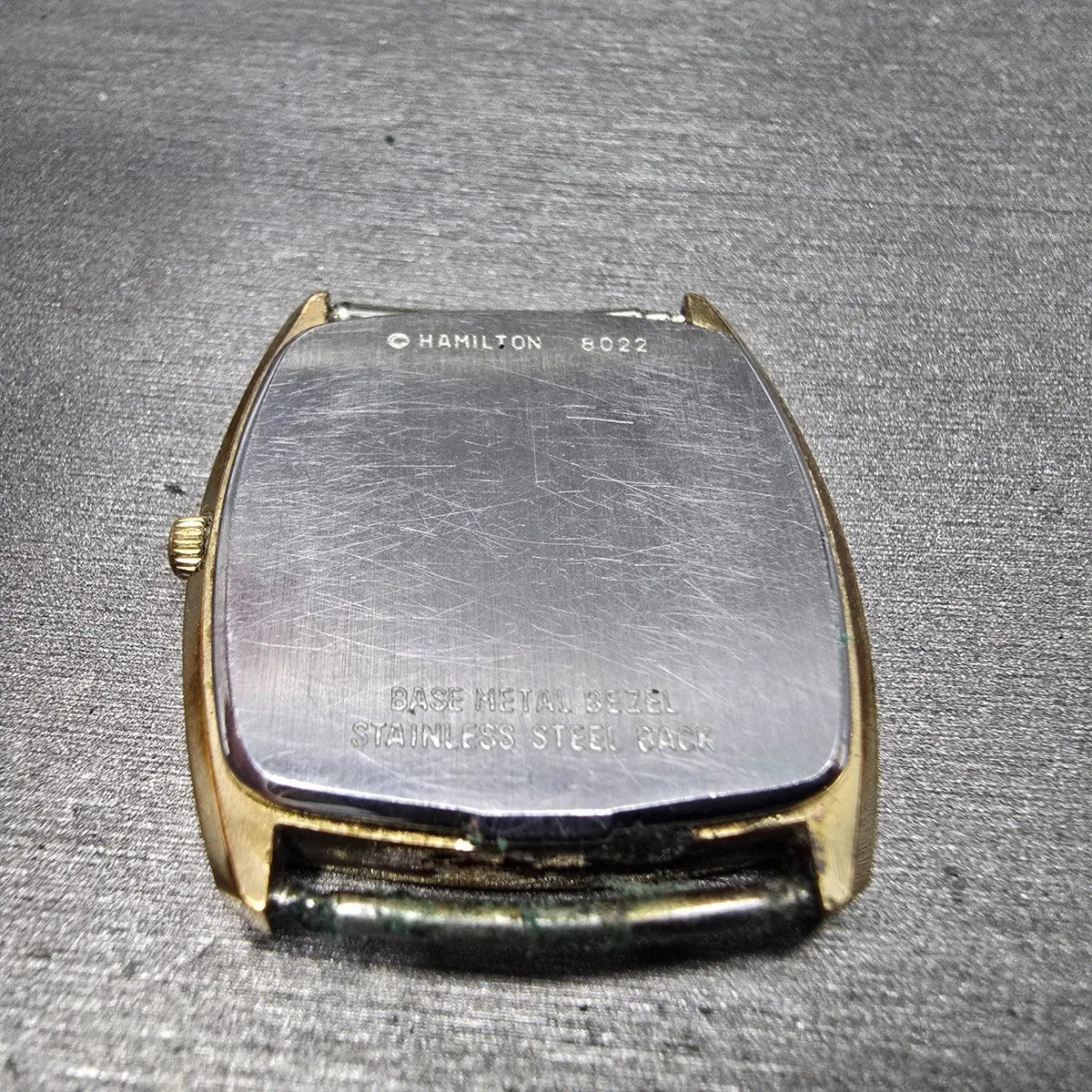 Hamilton Tank Watch Men 29mm Brown Dial Gold Tone Date 8022 VTG PARTS8