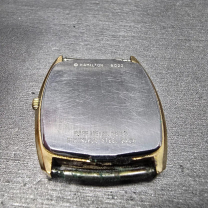 Hamilton Tank Watch Men 29mm Brown Dial Gold Tone Date 8022 VTG PARTS8