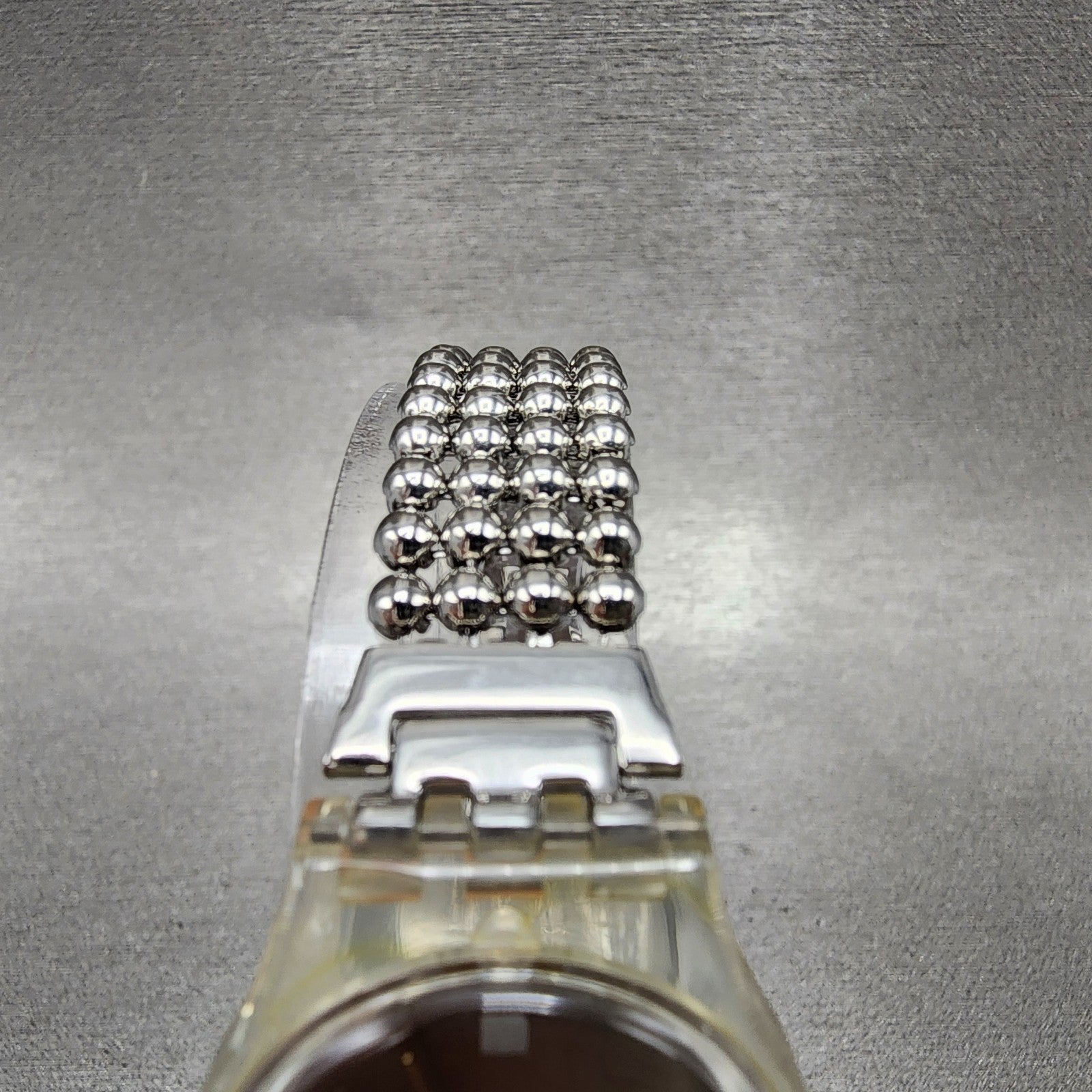 Swatch Silver Fall Watch Women 25mm Silver Dial Clear Case Round LW130 New Batt4