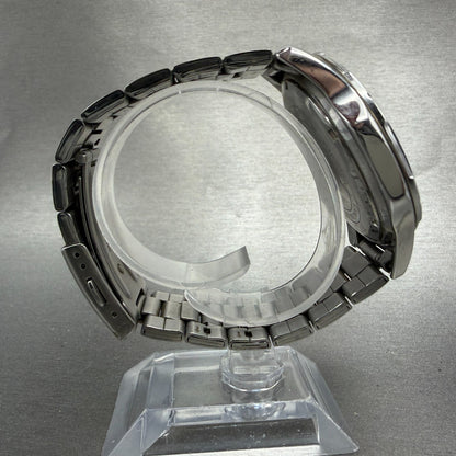 Casio Watch Men 44mm Silver Dial Silver Tone Daydate MTD-100 New Batt Blue Bezel8