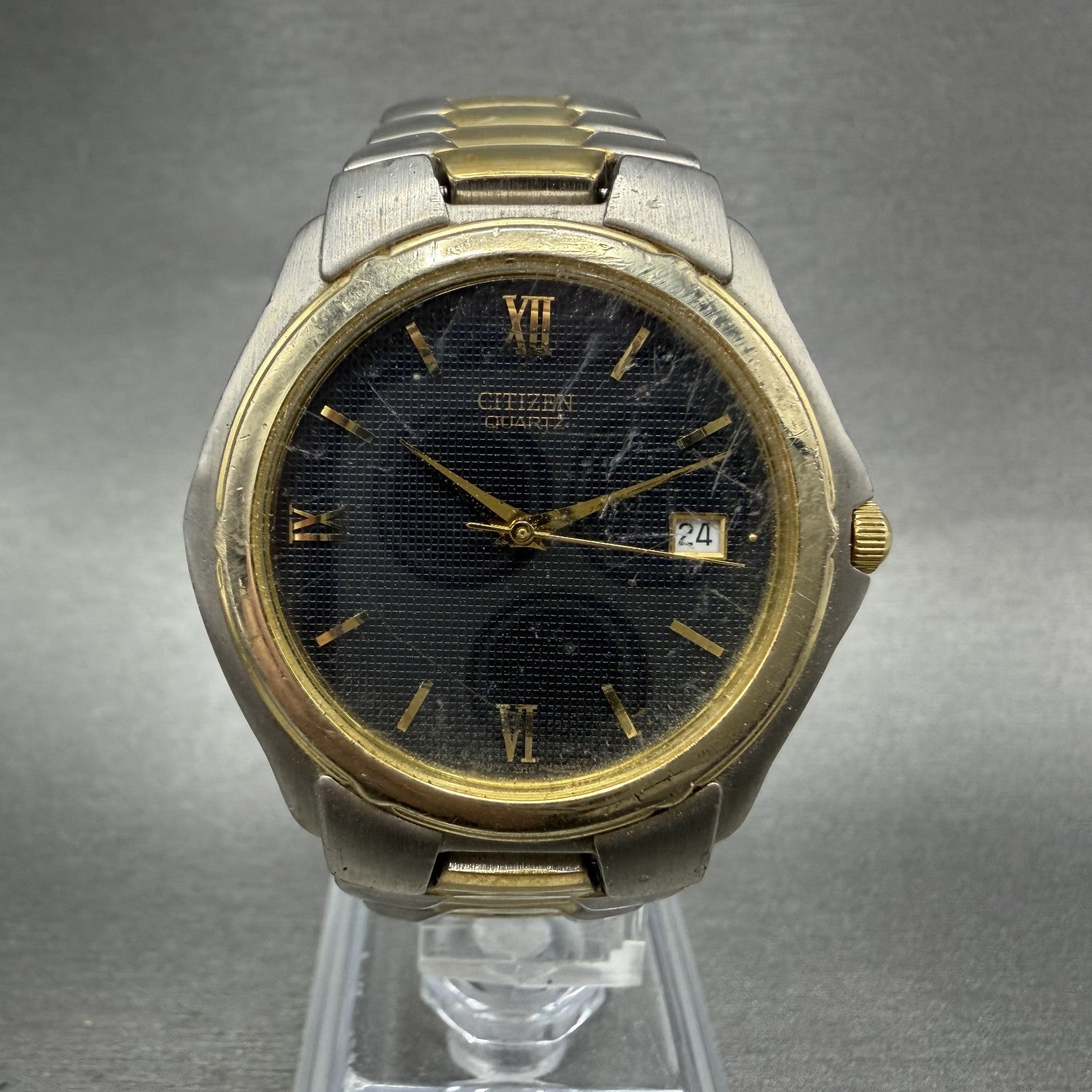 Citizen Watch Men 36mm Black Dial Two Tone Date 2510S76175 New Battery0