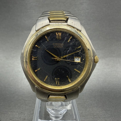 Citizen Watch Men 36mm Black Dial Two Tone Date 2510S76175 New Battery0