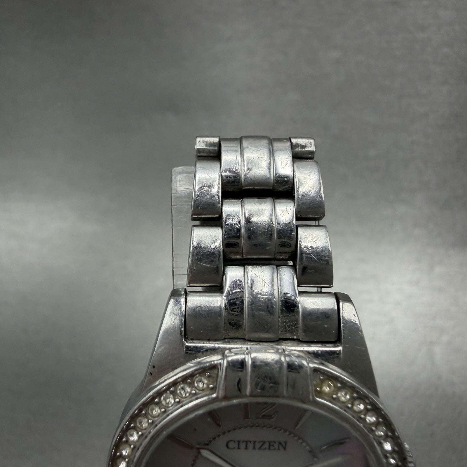 Citizen EcoDrive Watch Women 28mm MOP Dial Silver Tone Round Date Runs4
