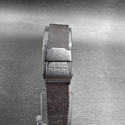 Skagen Watch Women 15mm Silver Dial Gold Tone Rectangle 136SGS New Battery BD7