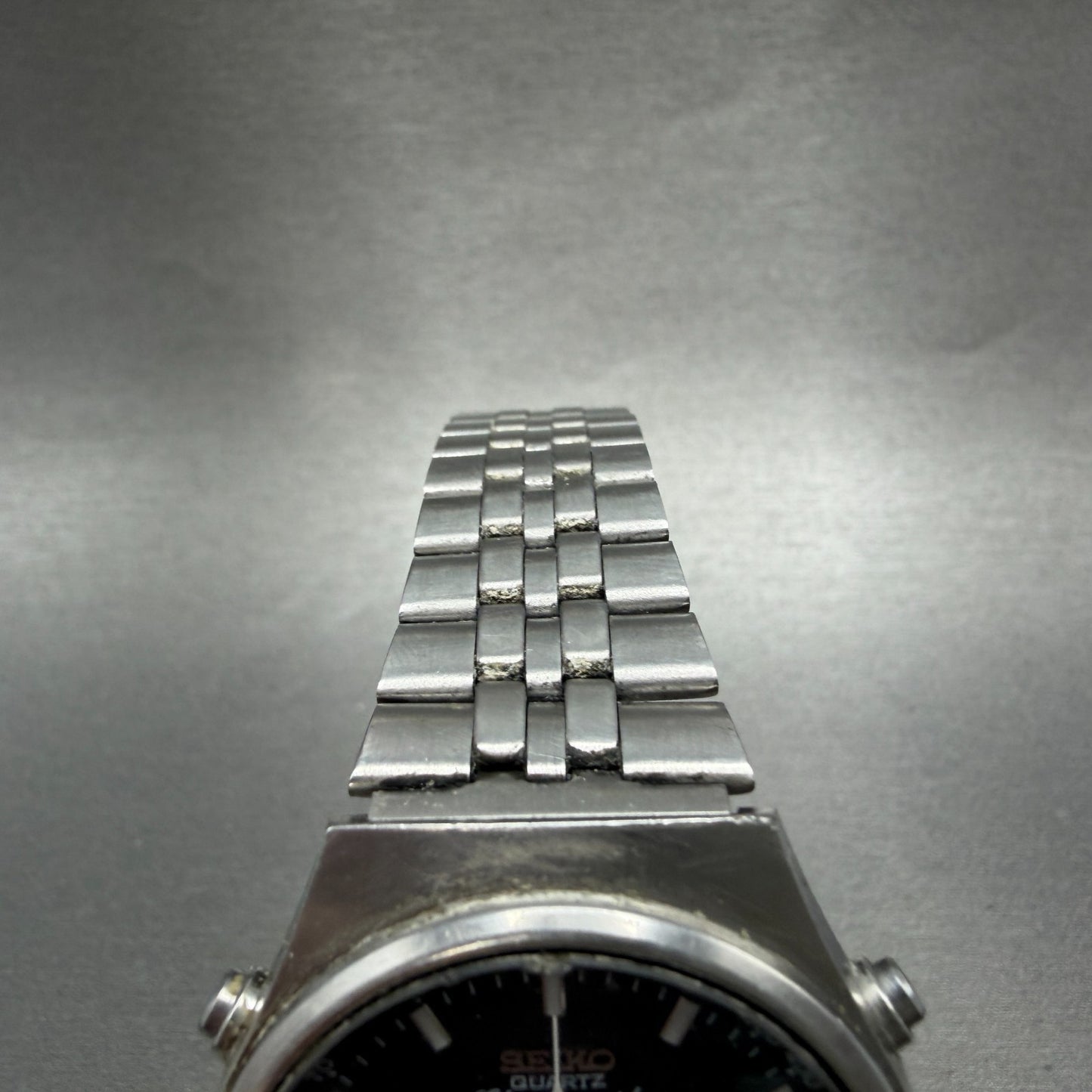 Seiko Chronograph Watch Men 37mm Black Dial Steel Daydate 7A38-7270 New Battery5