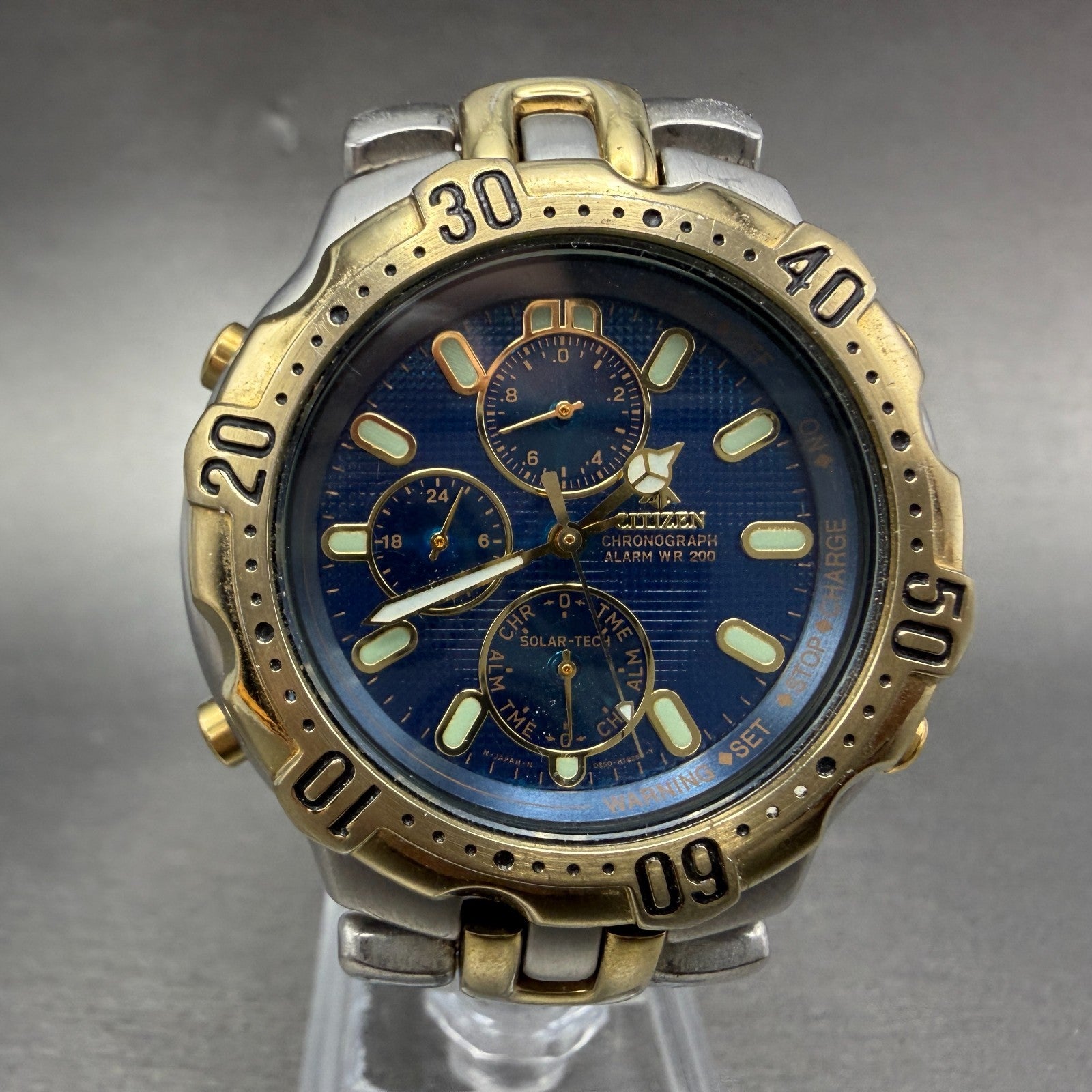 Citizen Solar Tech Chrono Watch Men 40mm Blue Dial Two Tone 0850-H10295 PARTS0