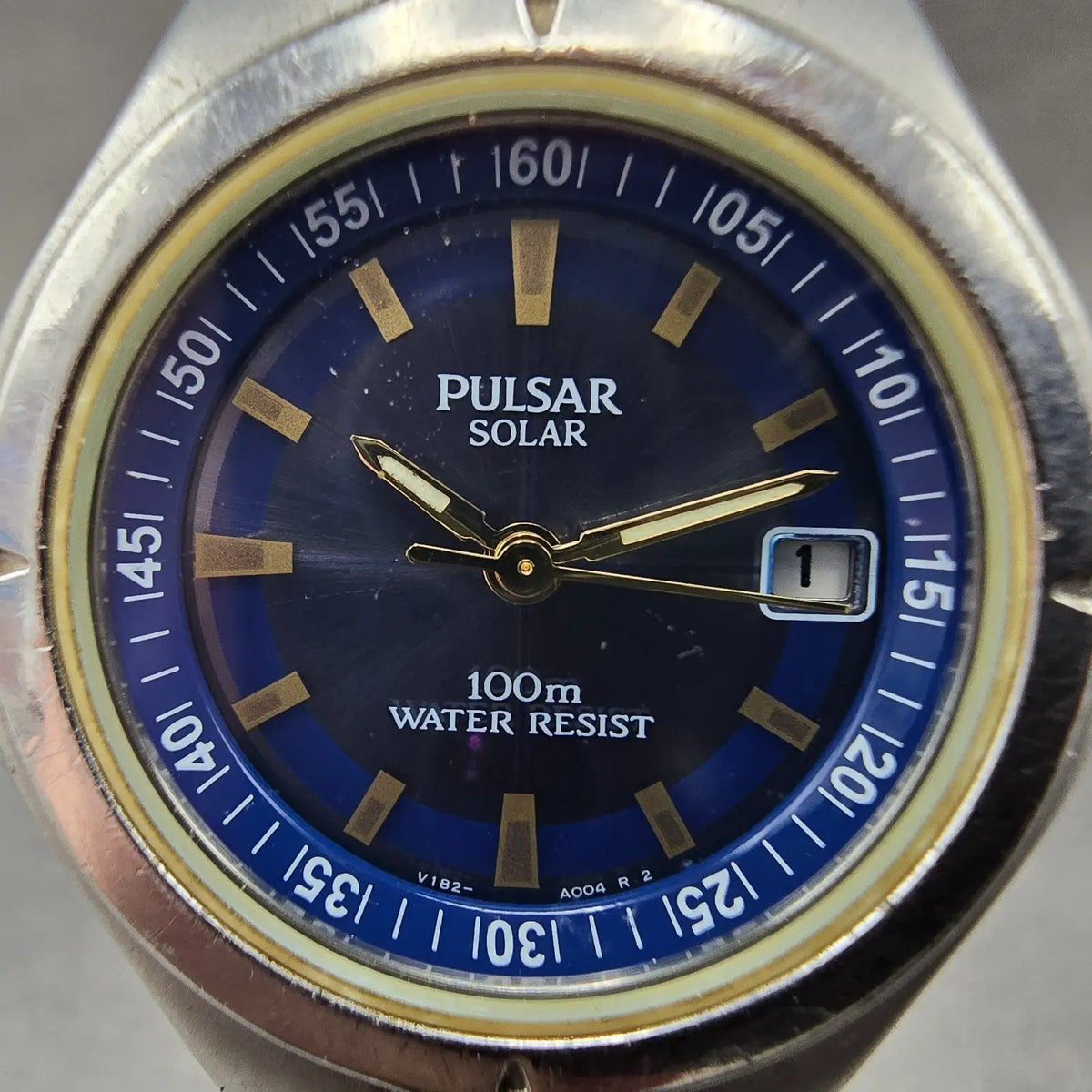 Pulsar Solar Watch Women 30mm Blue Dial Silver Date Round V182-X001 Works1
