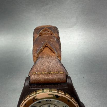 Timex Indiglo Watch Men 38mm Cream Dial Brown Tone Round New Battery VTG4