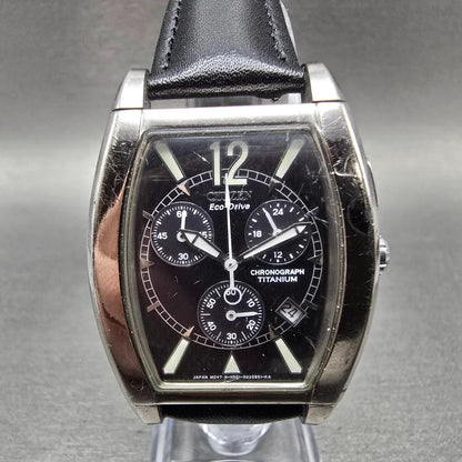 Citizen Eco-Drive Chronograph Watch Men 32mm Black Dial Titanium Date Runs0
