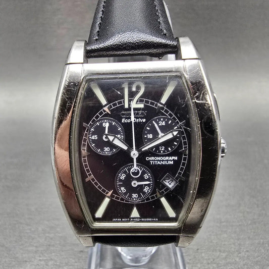 Citizen Eco-Drive Chronograph Watch Men 32mm Black Dial Titanium Date Runs0