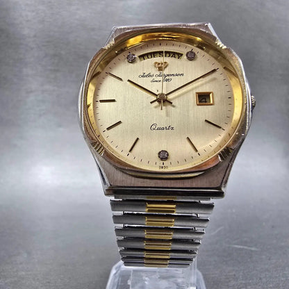 Jules Jurgensen Watch Men 34mm Champange Dial Two Tone Daydate Round New Battery5
