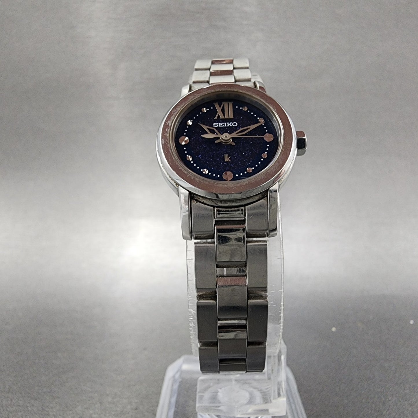 Seiko Solar Lukia Watch 22mm Women Blue Dial Steel Round V1170AK0 Runs5