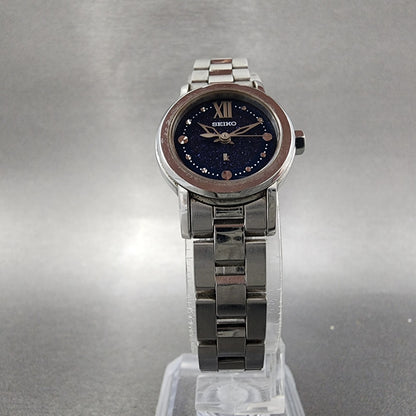 Seiko Solar Lukia Watch 22mm Women Blue Dial Steel Round V1170AK0 Runs5