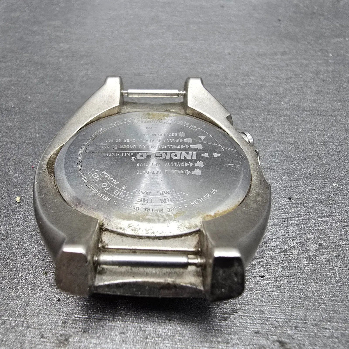 Timex Alarm Watch Men 41mm Gray Dial Silver Tone Date Round Indiglo PARTS10