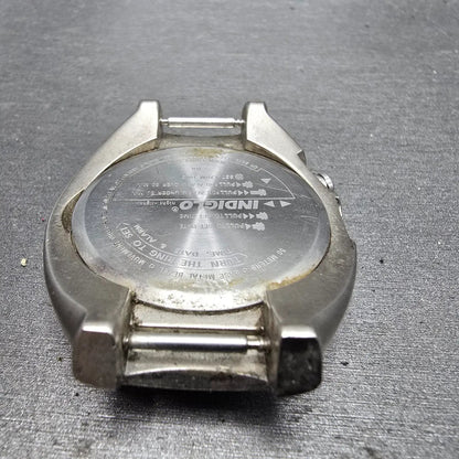 Timex Alarm Watch Men 41mm Gray Dial Silver Tone Date Round Indiglo PARTS10