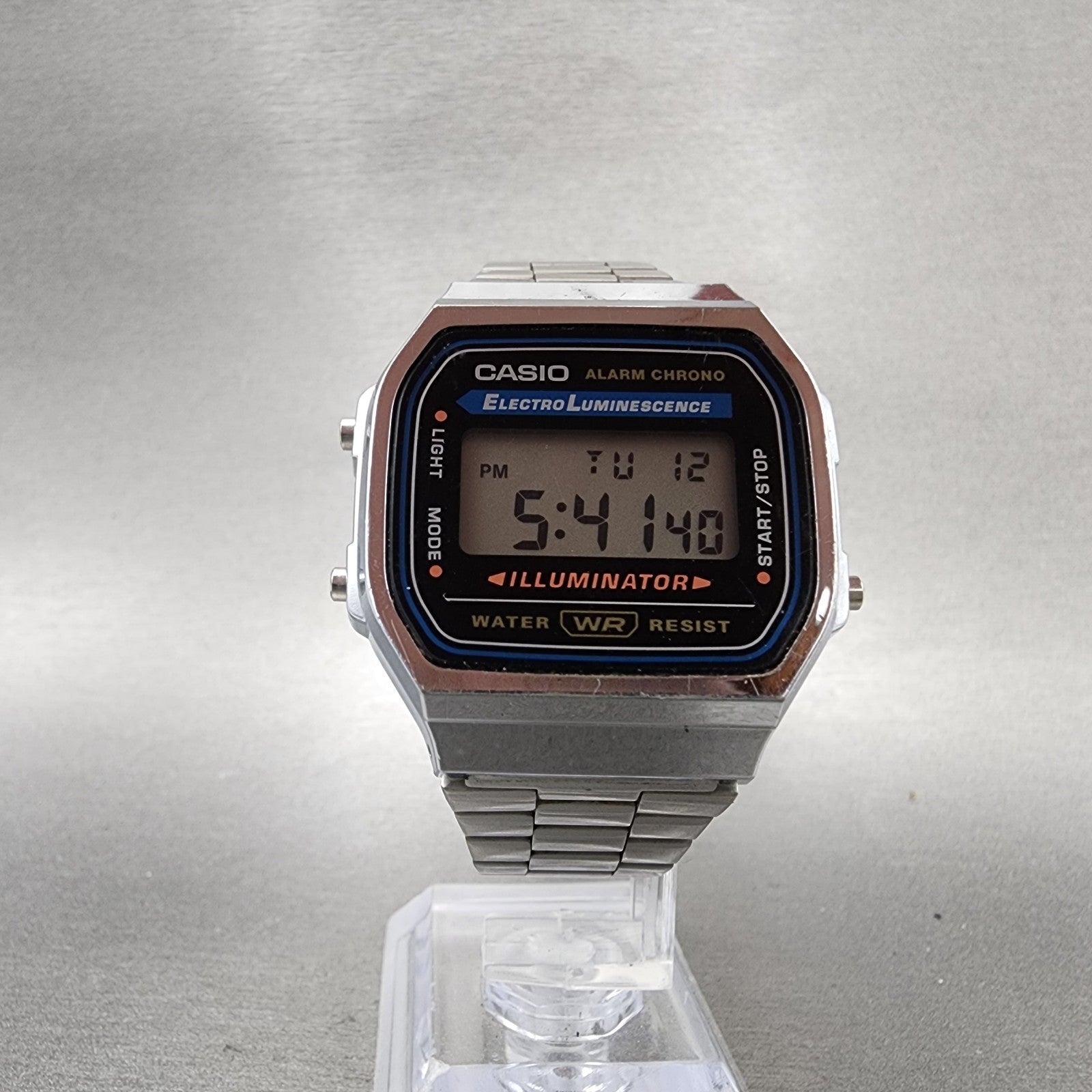 Casio A168 Illuminator Watch Men 36mm Digital Silver Tone Alarm Chrono New Batt5