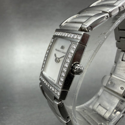 Maurice Lacroix Miros Tank Watch Women 16mm MOP Dial Steel Diamonds New Battery2