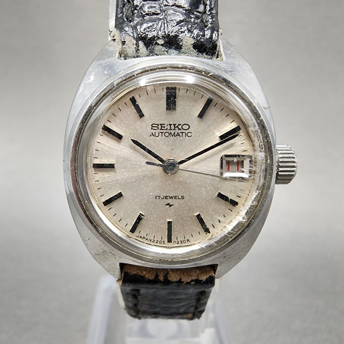 Seiko Automatic Watch Women 23mm White Dial Silver Tone Date 22050050 Runs0