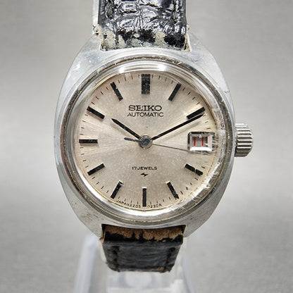 Seiko Automatic Watch Women 23mm White Dial Silver Tone Date 22050050 Runs0
