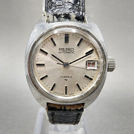 Seiko Automatic Watch Women 23mm White Dial Silver Tone Date 22050050 Runs0