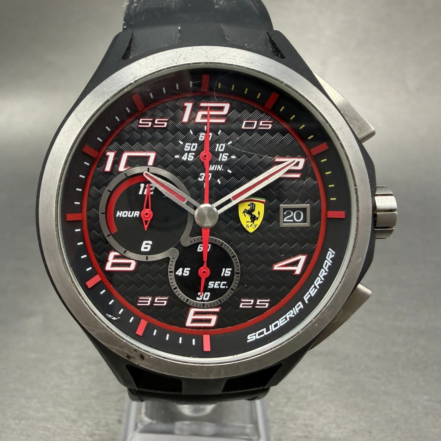 Scuderia Ferrari Chronograph Watch Men 45mm Black Black Tone Date New battery0