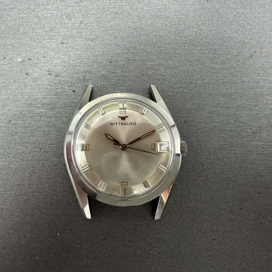 Wittnauer Watch Men 34mm Champagne Dial Steel Date Manual Wind Runs VTG0