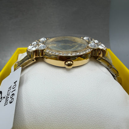 Invicta Wildflower Watch Women 30mm Silver Dial Gold Tone Crystal Bezel 691045