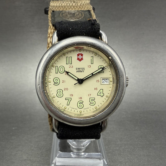 Victorinox Swiss Army Calvary Watch Men 37mm Cream Dial Silver Tone Date PARTSAB0