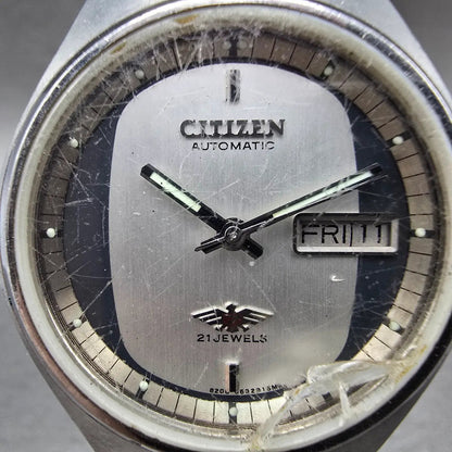 Citizen Eagle 7 Automatic Watch Men 36mm Silver Dial Steel daydate 4-062779 Runs1
