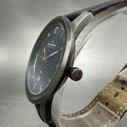 Skagen Watch Men 38mm Black Dial Gray Tone Date Round 124XLMLBC New Battery2