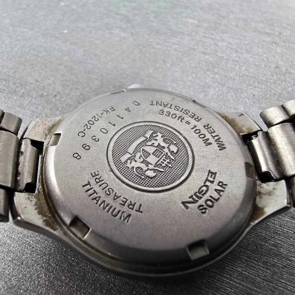 Elgin Solar Watch Women 29mm Gray Dial Titanium Daydate Round FK-1202 Works9