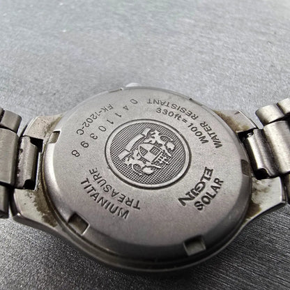 Elgin Solar Watch Women 29mm Gray Dial Titanium Daydate Round FK-1202 Works9