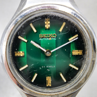 Seiko Automatic Watch Women 27mm Green Dial Silver Tone Round 24110060 Runs1