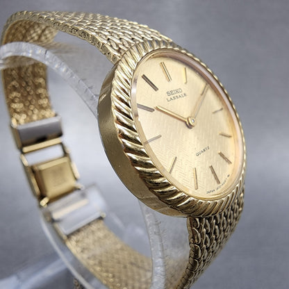 Seiko Lassale Watch Women 22mm Champagne Dial Gold Tone 14000479 New Battery3