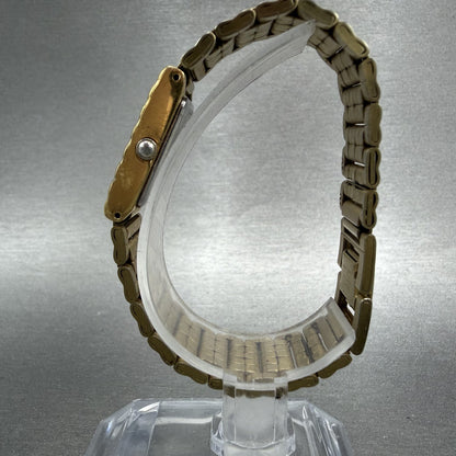 Seiko Tank Watch Women 16mm Black Dial Gold Tone Rectangle 1N015A69 New Battery6