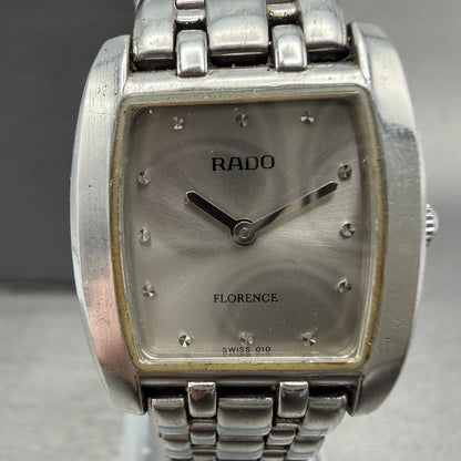 Rado Florence Watch 22mm Women Silver Dial Steel Rectangle 153.3727.4 New Batt1