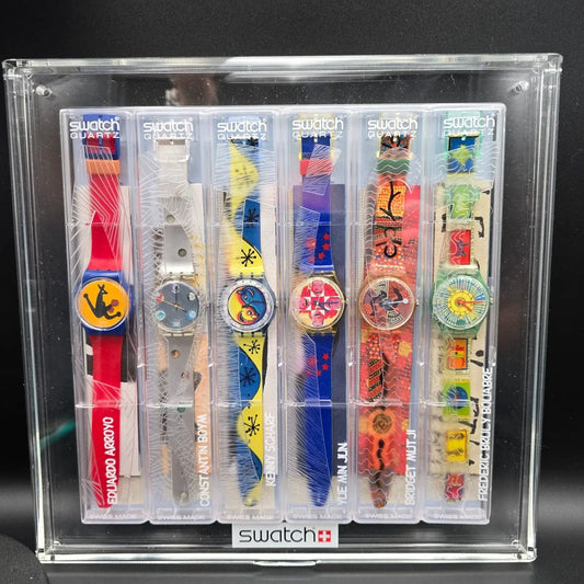 Swatch Artist Series 1996 Boxed Set of 6 Watches Men 34mm New Battery NOS Spring0