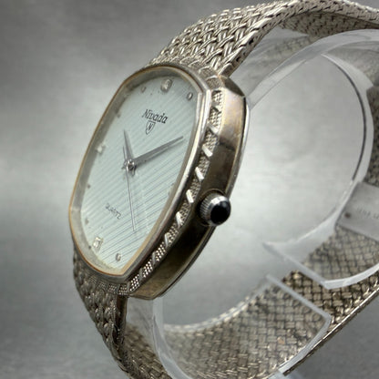 Nivada Watch Men 30mm Silver Dial Silver Tone Square N-21724 New battery2
