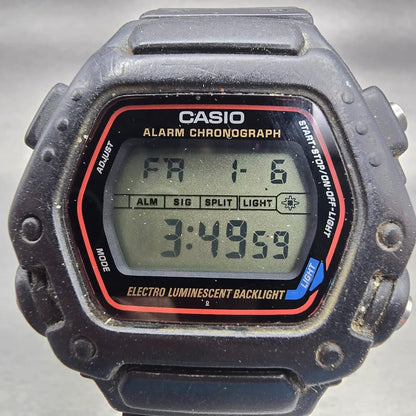 Casio DW-290 Digital Watch Men 46mm Black Dial Black Alarm Chrono New Battery1