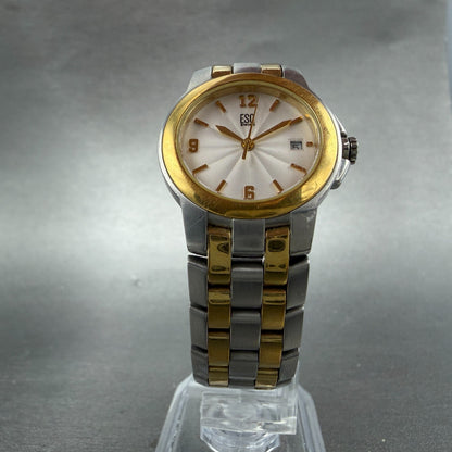 ESQ Watch Women 26mm White Dial Two Tone Date Round E5316 New Battery5